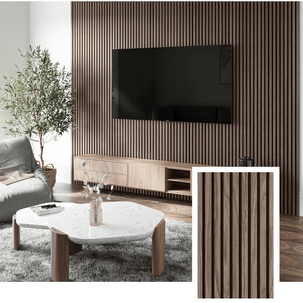 Karvion Acoustic Slat Panel — Pähkinä